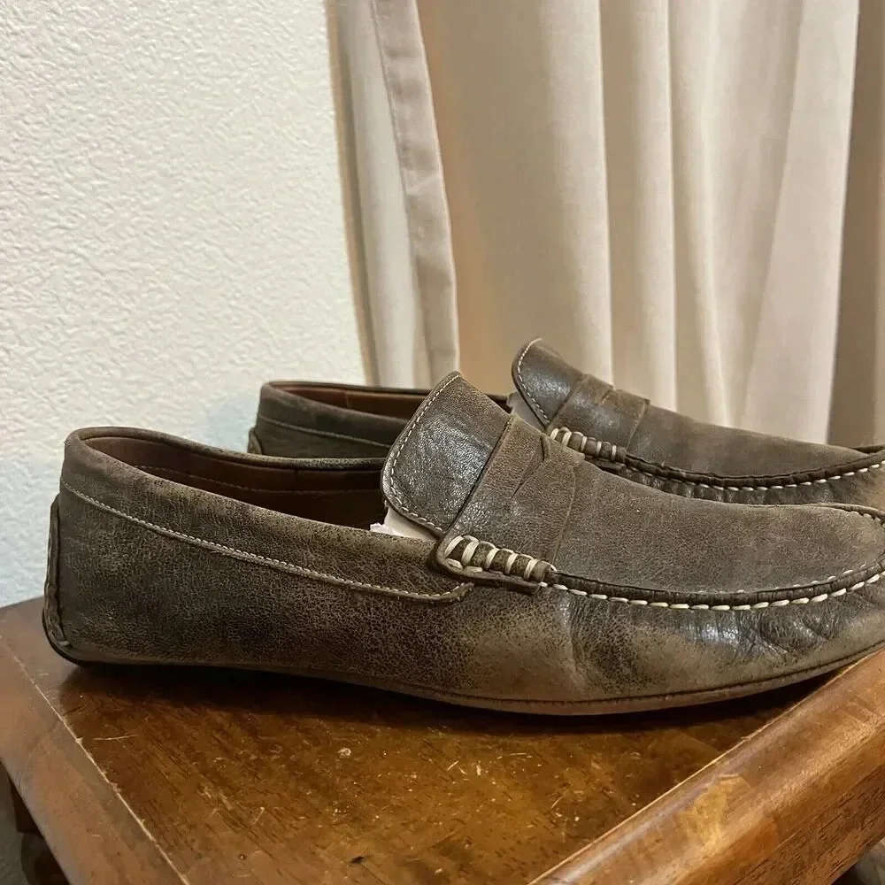 Flag Ltd. Nappa Glove Leather Oxford Dress Shoes Loafer Mens 9.5 M Brown Slip On